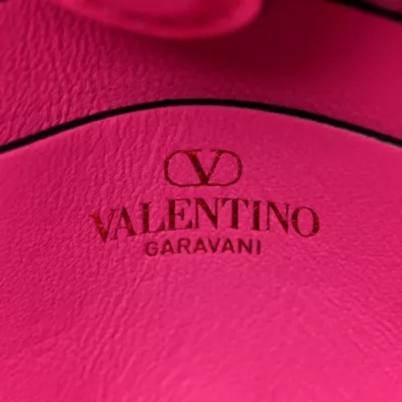 Valentino Garavani Satin Rhinestone Embellished Small Carry Secrets Bucket Bag Pink -FINAL SALE NO RETURNS