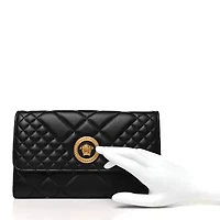 Versace Lambskin Quilted Medusa Wallet on Chain Crossbody Black Gold -FINAL SALE NO RETURNS