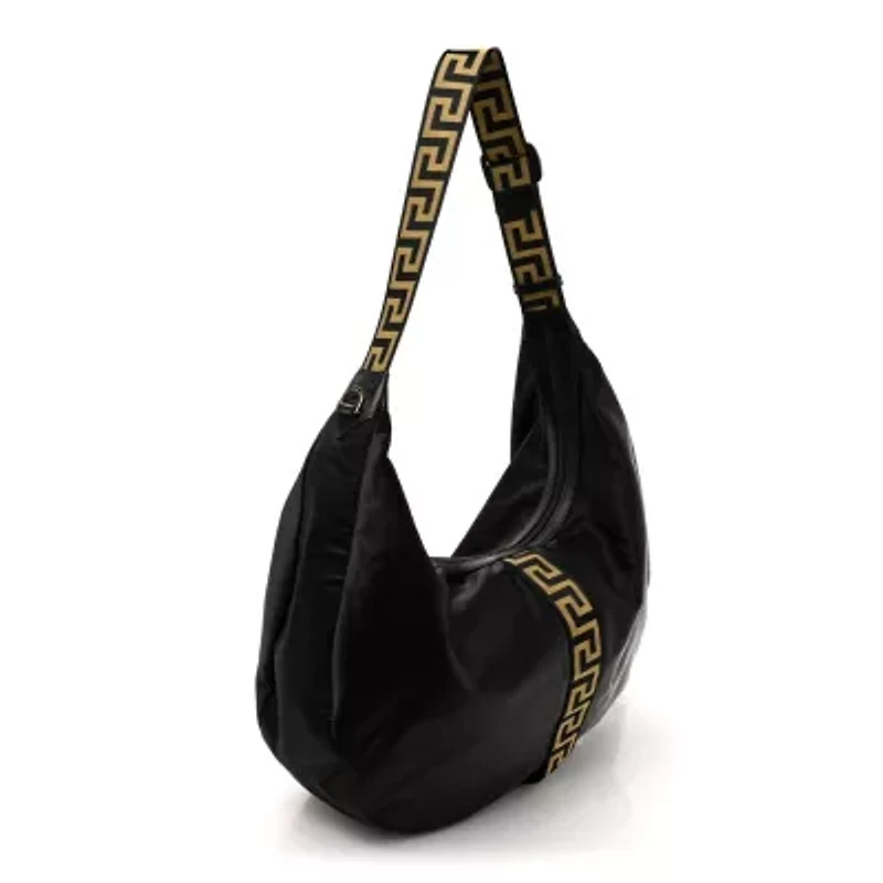 Versace Nylon Greca Buckle Hobo Black -FINAL SALE NO RETURNS