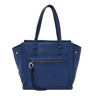 Salvatore Ferragamo Hammered Calfskin Gancini Tote Blue -FINAL SALE NO RETURNS