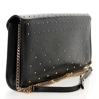 Valentino Calfskin Flap Wallet On Chain Black -FINAL SALE NO RETURNS