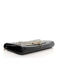 Valentino Calfskin Flap Wallet On Chain Black -FINAL SALE NO RETURNS