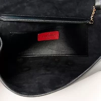 Valentino Calfskin Flap Wallet On Chain Black -FINAL SALE NO RETURNS