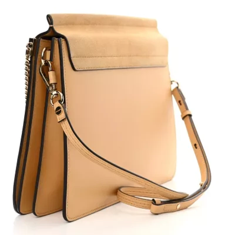 Chloe Suede Calfskin Medium Faye Shoulder Bag Misty Beige -FINAL SALE NO RETURNS