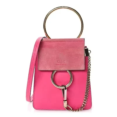 Chloe Suede Calfskin Mini Faye Bracelet Bag Fuchsia Rose -FINAL SALE NO RETURNS