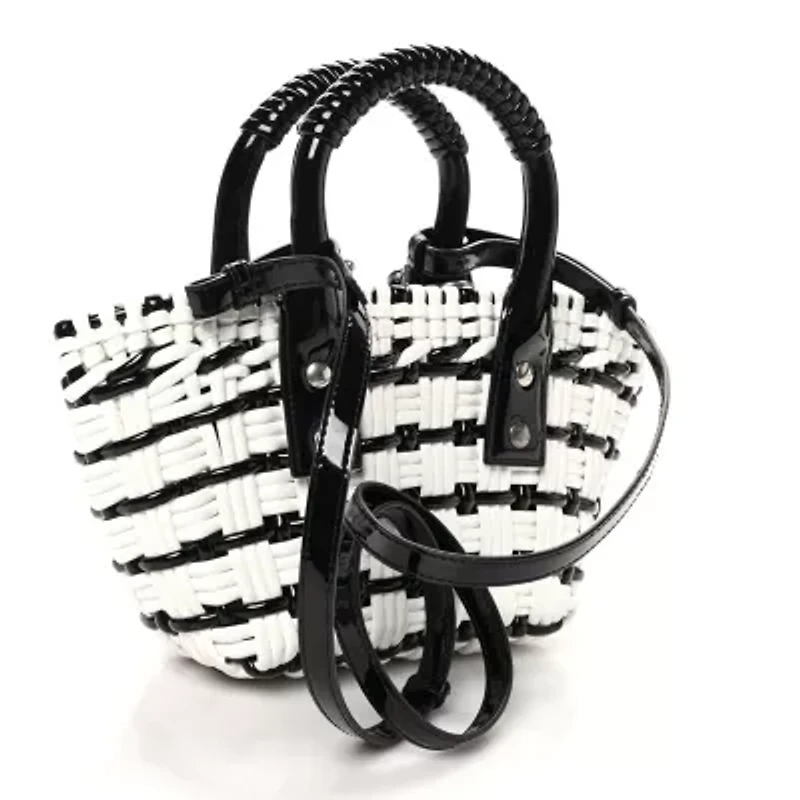 Balenciaga Faux Calfskin XXS Bistro Basket Black White -FINAL SALE NO RETURNS