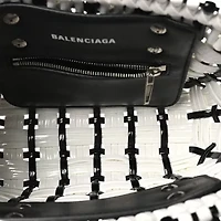 Balenciaga Faux Calfskin XXS Bistro Basket Black White -FINAL SALE NO RETURNS