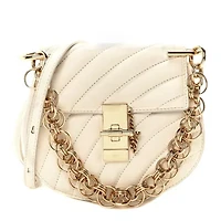 Chloe Calfskin Quilted Mini Drew Bijou Shoulder Bag Natural White -FINAL SALE NO RETURNS
