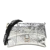 Balenciaga Metallic Calfskin Downtown Chain Shoulder Bag XS Silver -FINAL SALE NO RETURNS