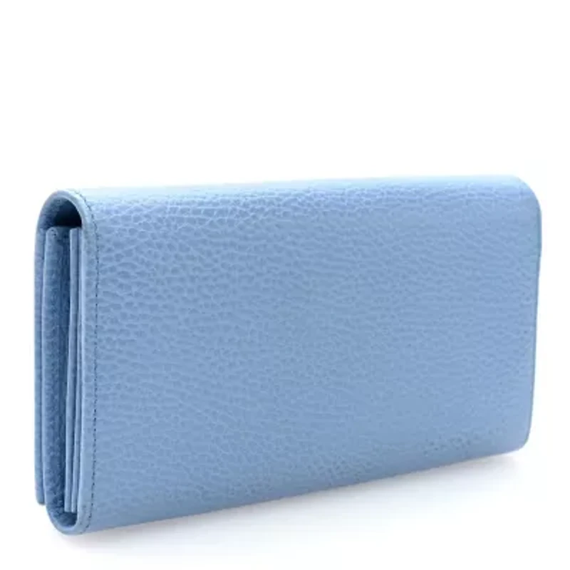 Gucci Dollar Calfskin Swing Continental Wallet Mineral Blue -FINAL SALE NO RETURNS