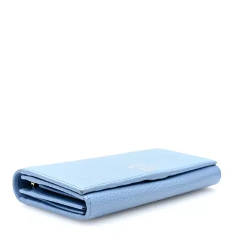 Gucci Dollar Calfskin Swing Continental Wallet Mineral Blue -FINAL SALE NO RETURNS