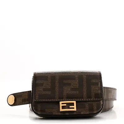 Fendi Glazed Fabric FF 1974 Belt Hip Belt Baguette Bag Mogano Panna -FINAL SALE NO RETURNS
