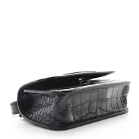 Balenciaga Shiny Super Supple Calfskin Crocodile Embossed Medium XX Flap Bag Black -FINAL SALE NO RETURNS