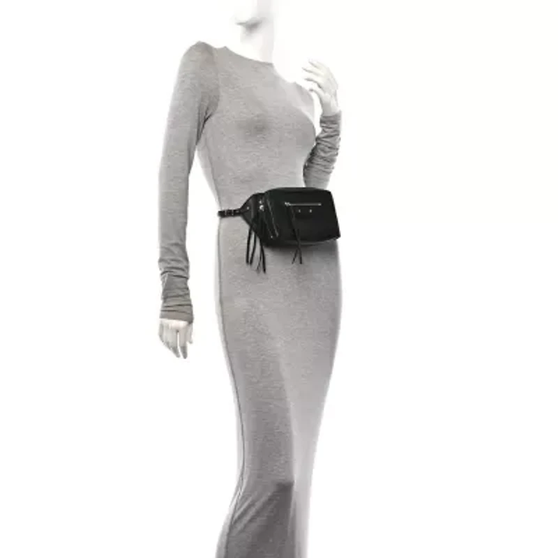 Balenciaga Calfskin Papier Waist Belt Bag Black -FINAL SALE NO RETURNS