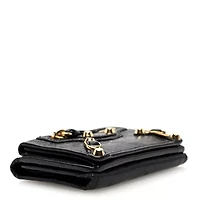 Balenciaga Agneau Arena Classic Gold Hardware Mini Wallet Black -FINAL SALE NO RETURNS