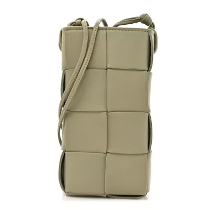 Bottega Veneta Nappa Maxi Intrecciato Cassette Phone Pouch Travertine -FINAL SALE NO RETURNS
