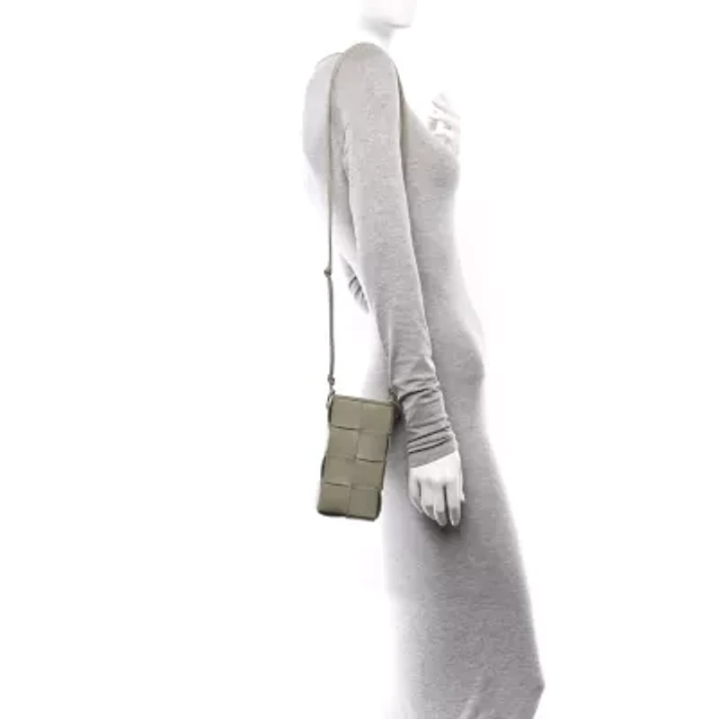 Bottega Veneta Nappa Maxi Intrecciato Cassette Phone Pouch Travertine -FINAL SALE NO RETURNS