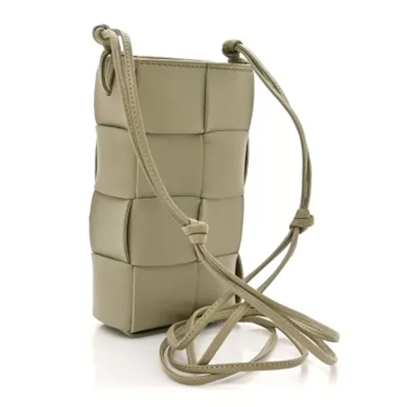 Bottega Veneta Nappa Maxi Intrecciato Cassette Phone Pouch Travertine -FINAL SALE NO RETURNS