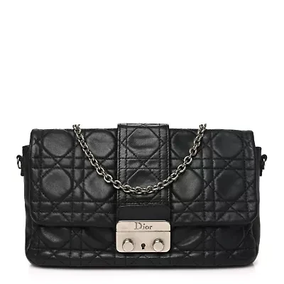 Dior Lambskin Cannage New Lock Pouch Black -FINAL SALE NO RETURNS
