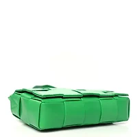 Bottega Veneta Paper Calfskin Maxi Intreccio Small Cassette Crossbody Bag Grass -FINAL SALE NO RETURNS