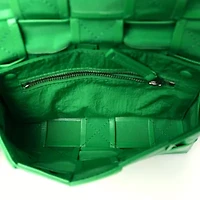 Bottega Veneta Paper Calfskin Maxi Intreccio Small Cassette Crossbody Bag Grass -FINAL SALE NO RETURNS