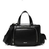 Versace Calfskin Cargo Boston Bag Black -FINAL SALE NO RETURNS