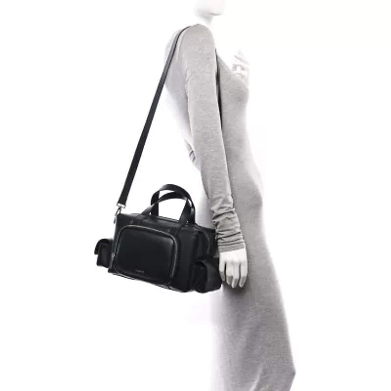 Versace Calfskin Cargo Boston Bag Black -FINAL SALE NO RETURNS