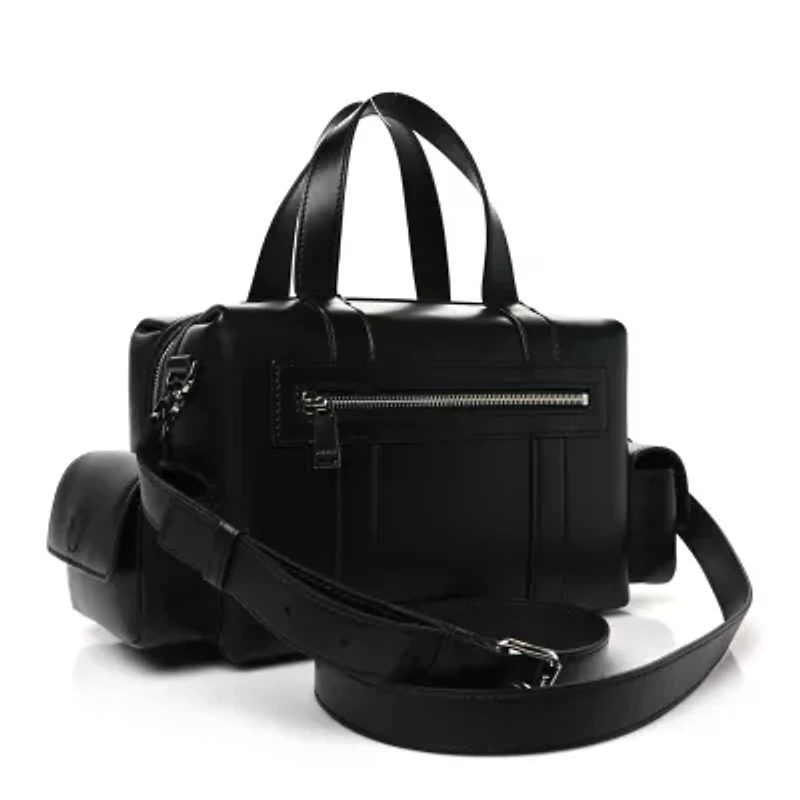 Versace Calfskin Cargo Boston Bag Black -FINAL SALE NO RETURNS