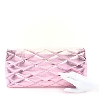 Saint Laurent Metallic Lambskin Quilted Sade Puffer Envelope New Azalea -FINAL SALE NO RETURNS