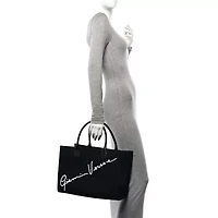 Versace Canvas Suppler Calfskin Cabas GV Signature Tote Black -FINAL SALE NO RETURNS