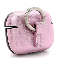 Saint Laurent Metallic Calfskin Paris Airpods Pro Holder New Azalea -FINAL SALE NO RETURNS