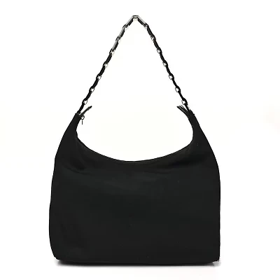 Salvatore Ferragamo Canvas Vara Shoulder Bag Black -FINAL SALE NO RETURNS