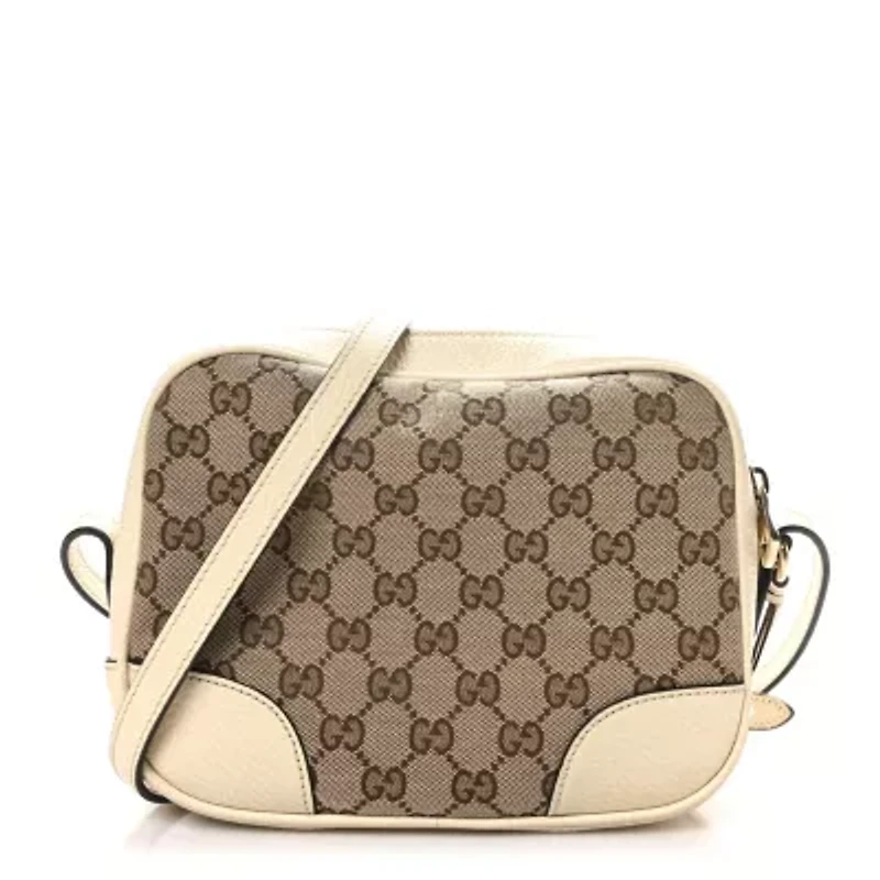 Gucci Monogram Dollar Calfskin Mini Bree Messenger Bag Beige Ebony Avoire -FINAL SALE NO RETURNS