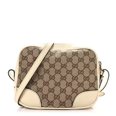 Gucci Monogram Dollar Calfskin Mini Bree Messenger Bag Beige Ebony Avoire -FINAL SALE NO RETURNS