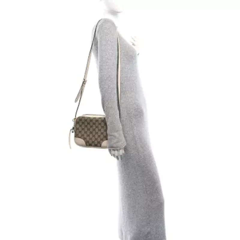 Gucci Monogram Dollar Calfskin Mini Bree Messenger Bag Beige Ebony Avoire -FINAL SALE NO RETURNS