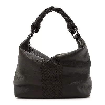 Bottega Veneta Cervo Deerskin Intrecciato Braided Hobo Ebano -FINAL SALE NO RETURNS