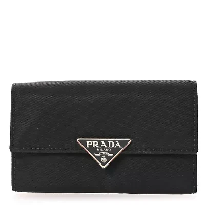 Prada Tessuto Nylon Saffiano 4 Key Holder Black -FINAL SALE NO RETURNS