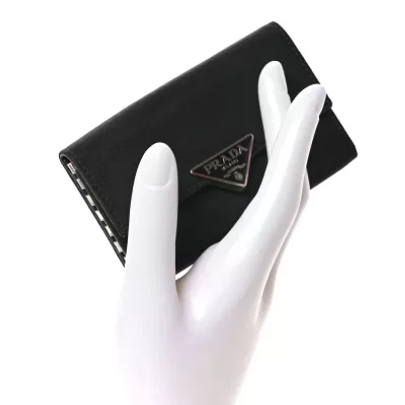 Prada Tessuto Nylon Saffiano 4 Key Holder Black -FINAL SALE NO RETURNS