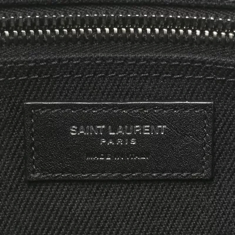 Saint Laurent Linen Calfskin Rive Gauche Tote Black -FINAL SALE NO RETURNS