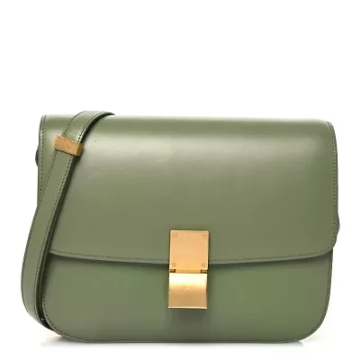 Celine Liege Calfskin Medium Classic Box Flap Bag Light Khaki -FINAL SALE NO RETURNS