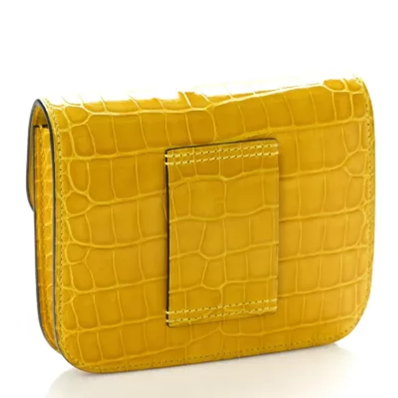 Hermes Shiny Alligator Constance Slim Wallet Mimosa -FINAL SALE NO RETURNS