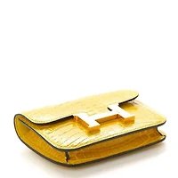 Hermes Shiny Alligator Constance Slim Wallet Mimosa -FINAL SALE NO RETURNS