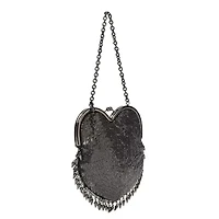 Saint Laurent Satin Mesh Studded Mini Heart Bag Dark Rutenio -FINAL SALE NO RETURNS