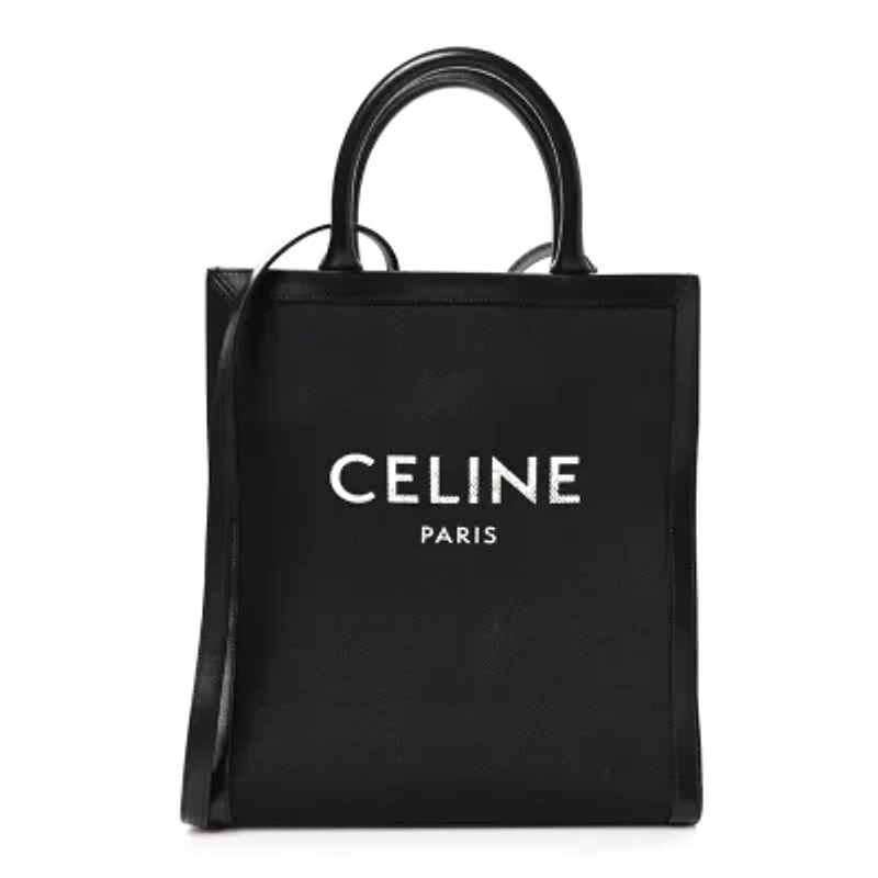 Celine Canvas Calfskin Small Vertical Cabas Black -FINAL SALE NO RETURNS