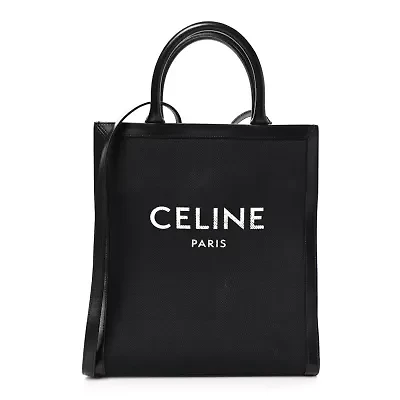 Celine Canvas Calfskin Small Vertical Cabas Black -FINAL SALE NO RETURNS