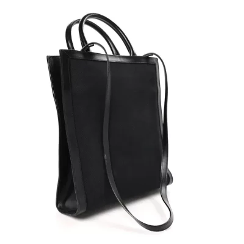 Celine Canvas Calfskin Small Vertical Cabas Black -FINAL SALE NO RETURNS