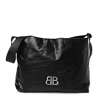 Balenciaga Arena Calfskin Monaco Small East West Hobo Bag Black -FINAL SALE NO RETURNS