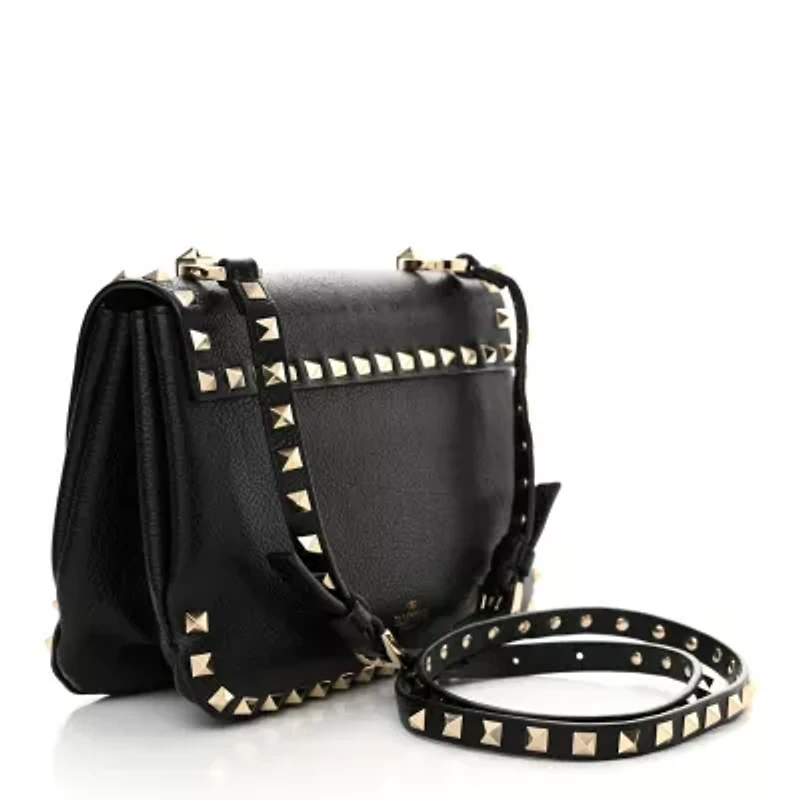 Valentino Nappa Medium Rockstud Spike Shoulder Bag Water Rose -FINAL SALE NO RETURNS