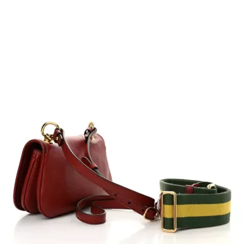 Gucci Roxy Calfskin Web Mini Blondie Shoulder Bag Blondie Red -FINAL SALE NO RETURNS