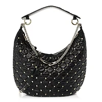 Valentino Garavani Nappa Small Rockstud Spike Hobo Black -FINAL SALE NO RETURNS
